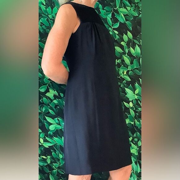 🖤 Taylor Black Sleeveless Dress – Smocked Bodice, Empire Waist – Size 6 - Picture 4 of 7